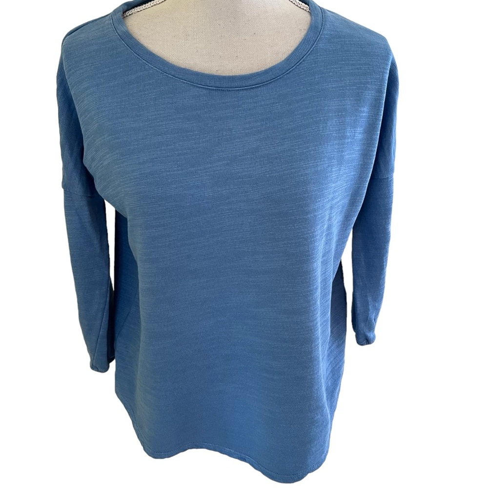 J. Jill Blue French Terry Scoop Neck Top with Lantern Sleeves XSP